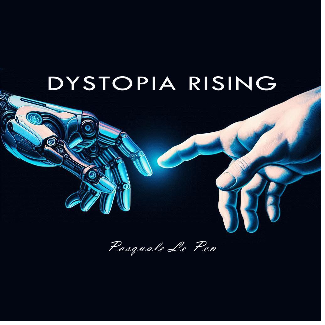 Cover of the novella Dystopia Rising by Pasquale Pen: a cold, moonlit scene in deep navy and pale blue.